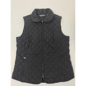 Eddie Bauer Quilted Vest Womens Size S Black Goose Down 650 Fill Zip‎